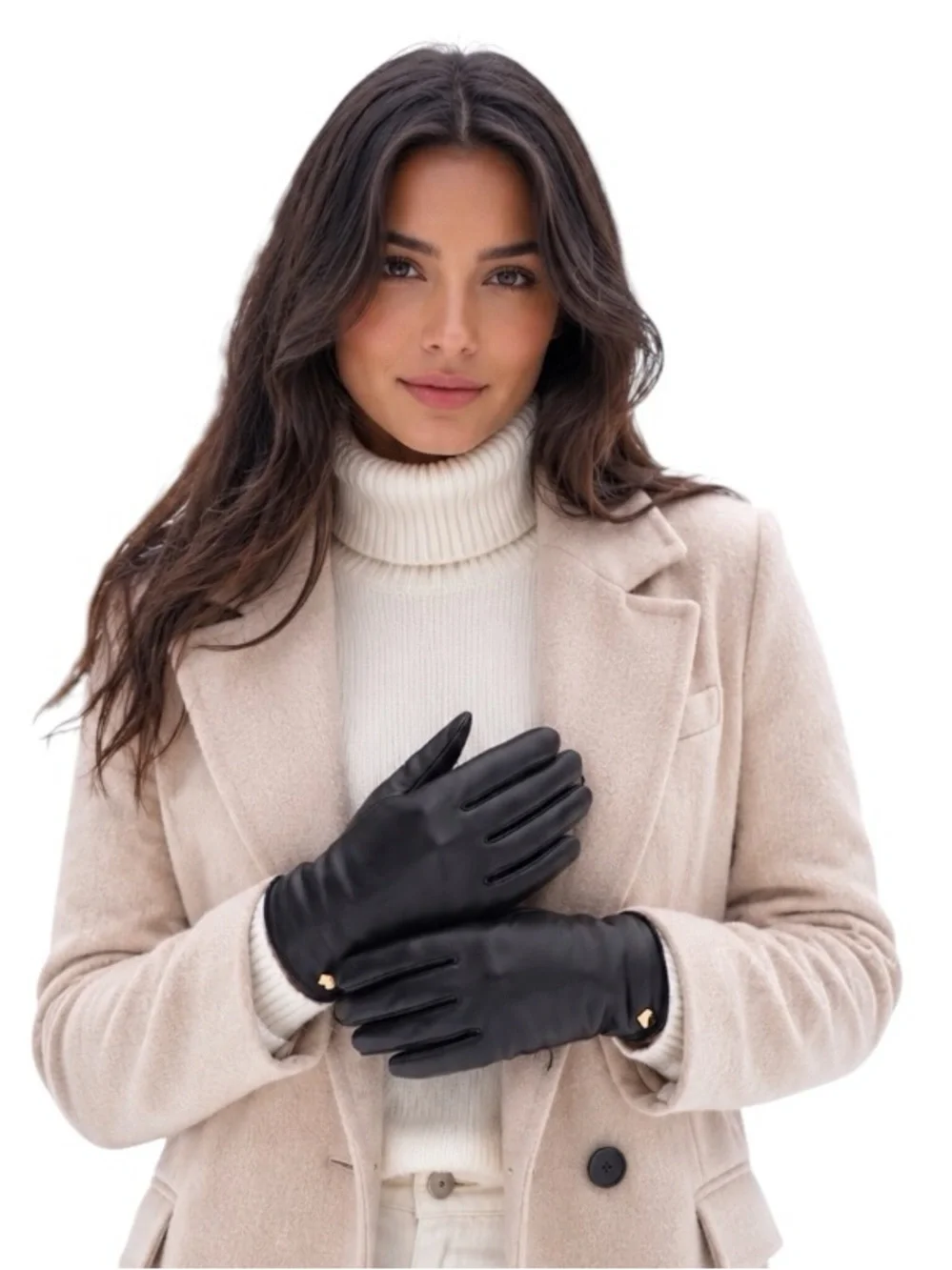 Kate Spade New York Women’s Black Goat Leather Gloves Gold Spade Logo Sz S NWT